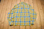 Vintage 1980s Brent Plaid Flannel Button Up Shirt