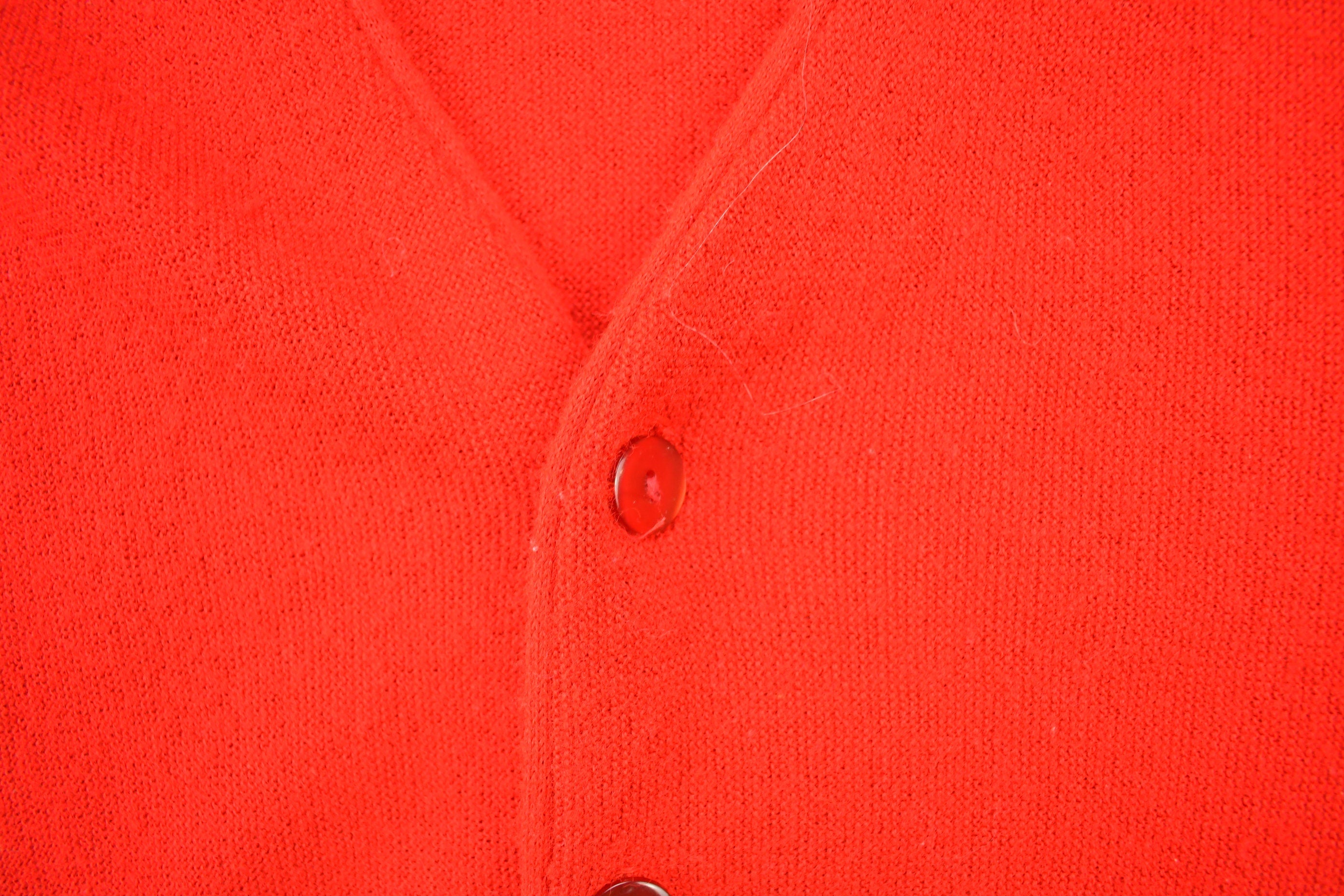 Vintage 1970s JC Penney Red Blank Knitted Cardigan Sweater