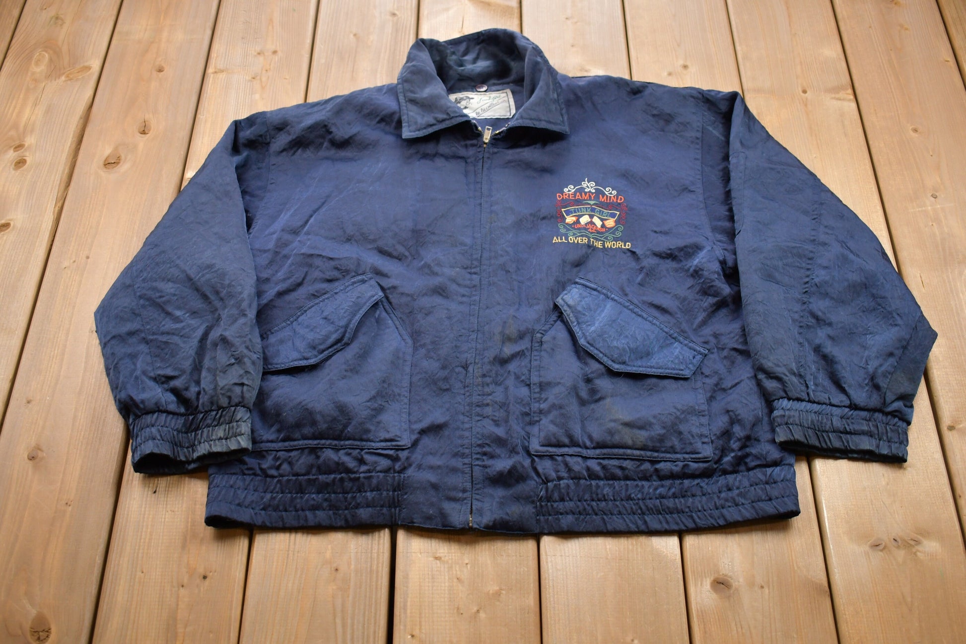 Vintage 1990s Junk Girl Flight Jacket  Flight Coat  Athletic Spring Summer Sportswear  Streetwear  Athleisure  Windbreaker