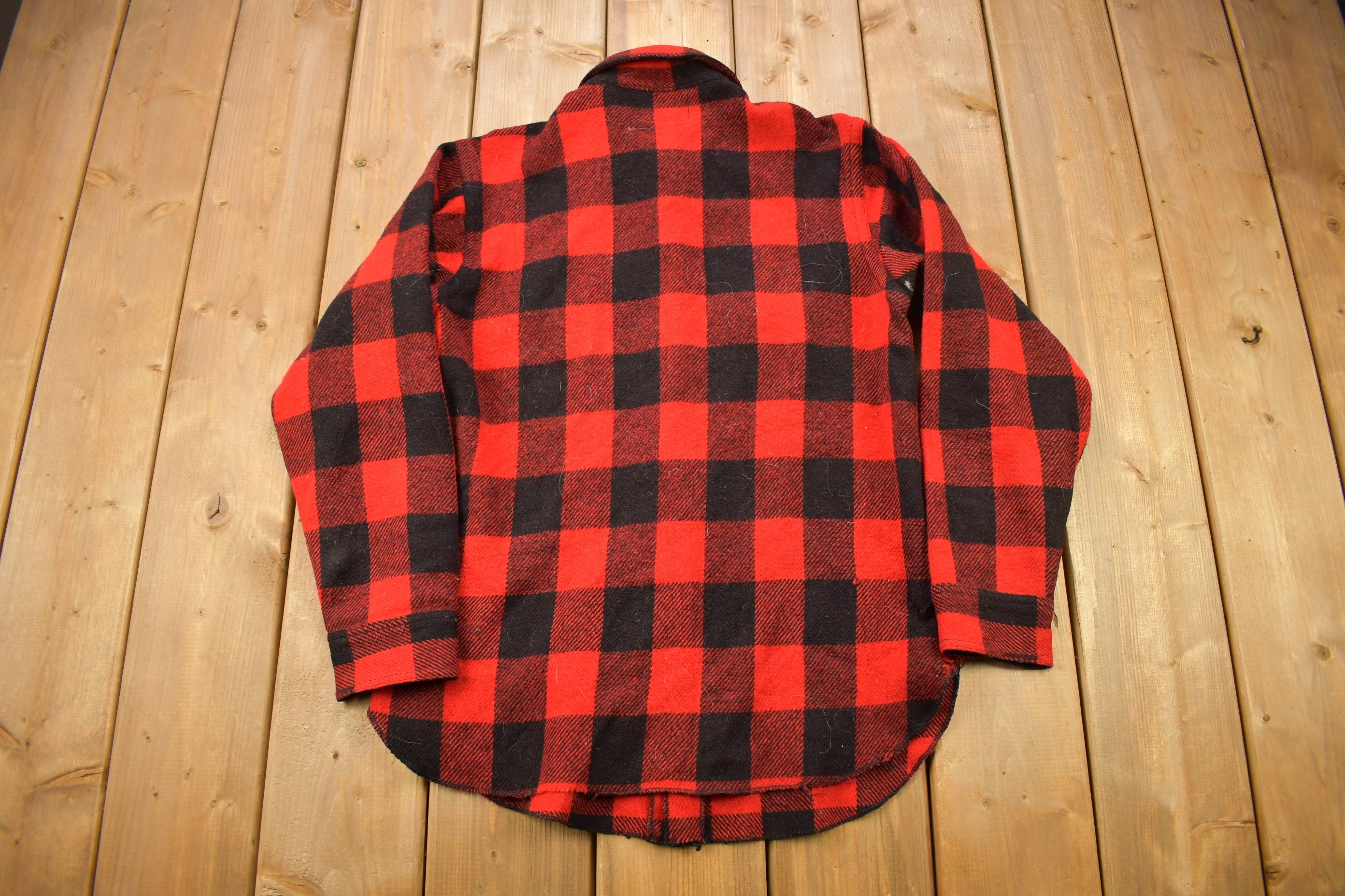 Vintage 1960s Johnson Wool Buffalo Plaid Hunting Togs Shirt