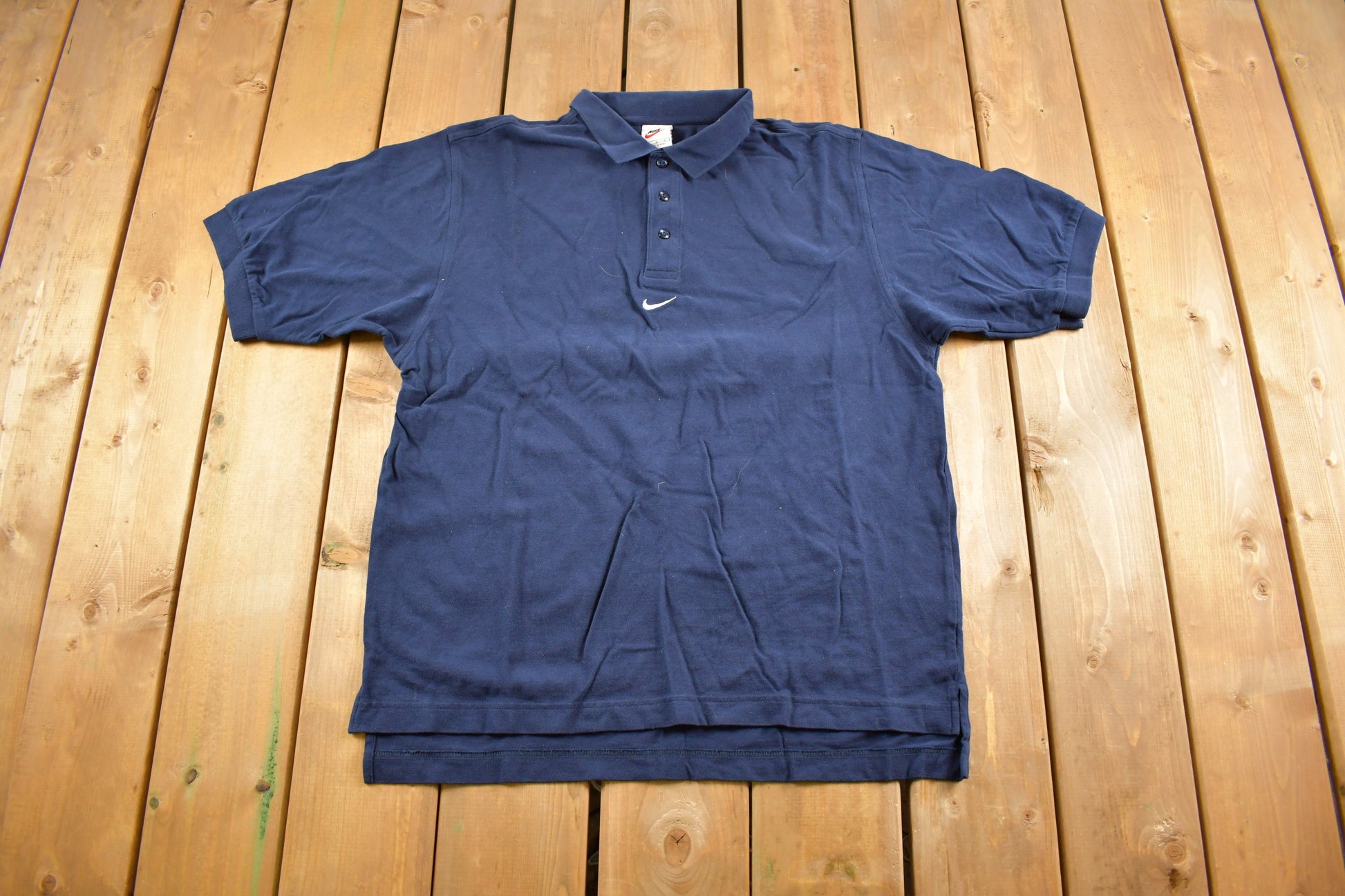 Vintage 1990s Nike Mid Swoosh Embroidered Polo T-Shirt