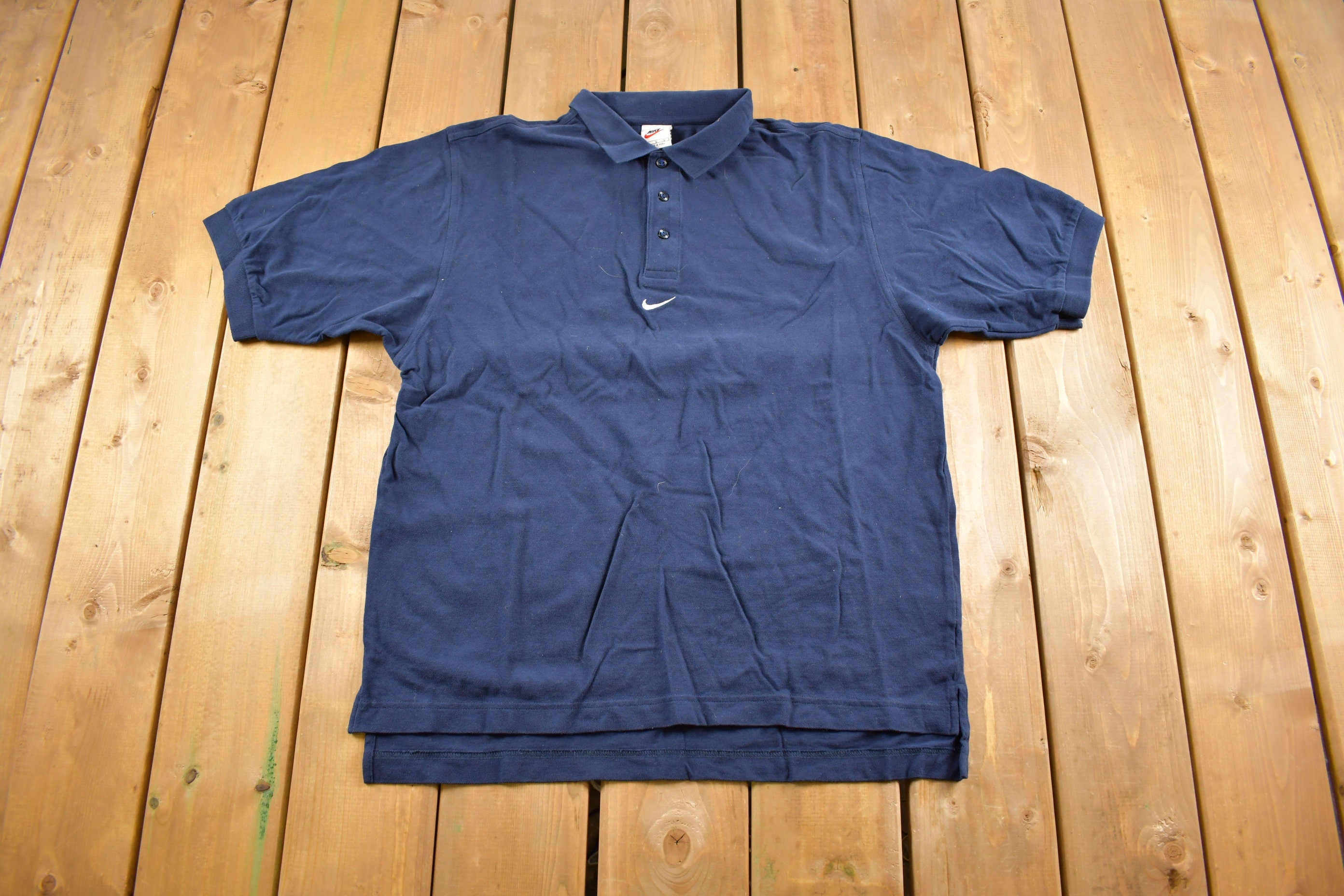Vintage 1990s Nike Mid Swoosh Embroidered Polo T-Shirt