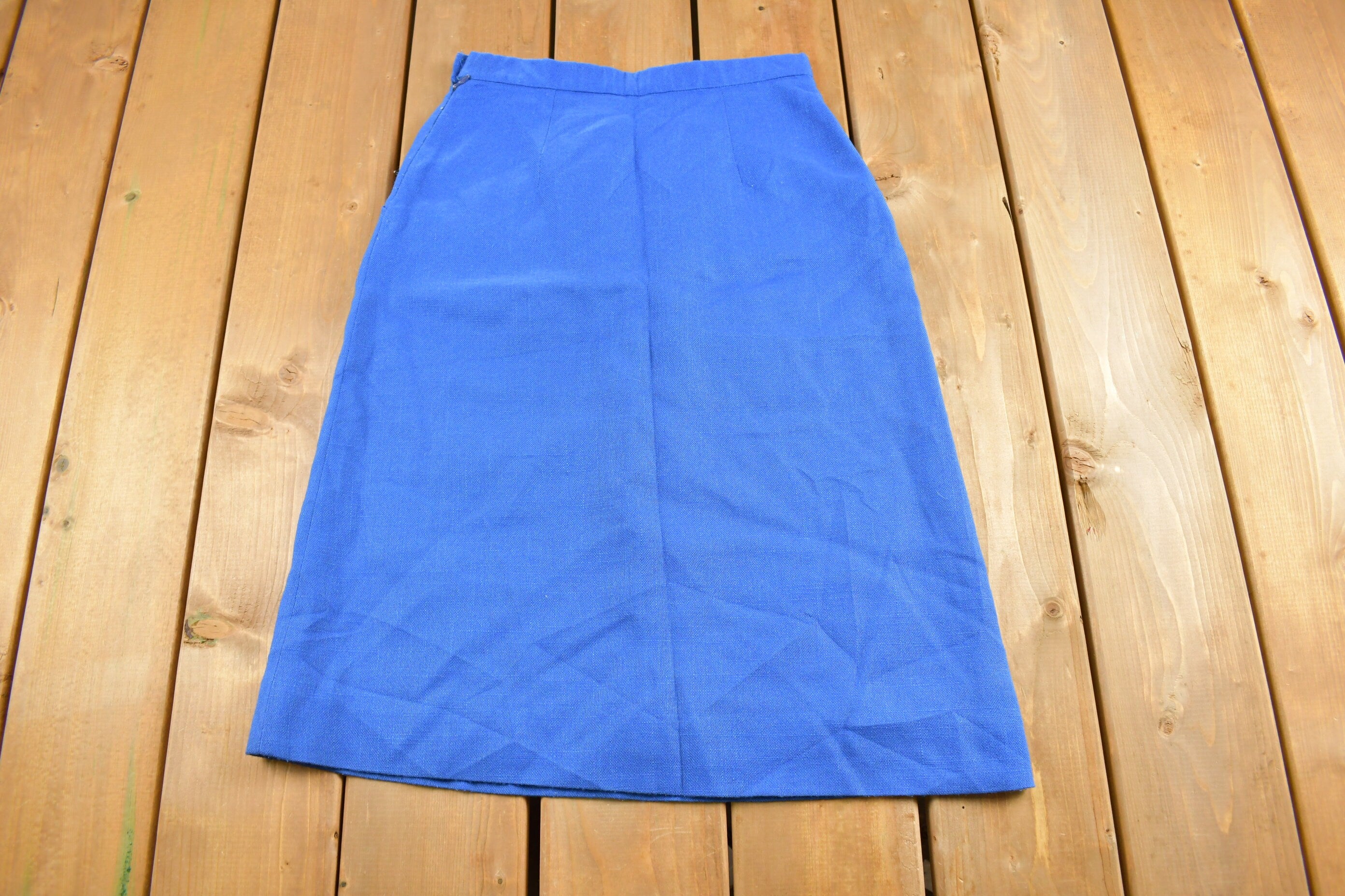 Vintage 1970s Blank Blue Skirt Size 28 Waist