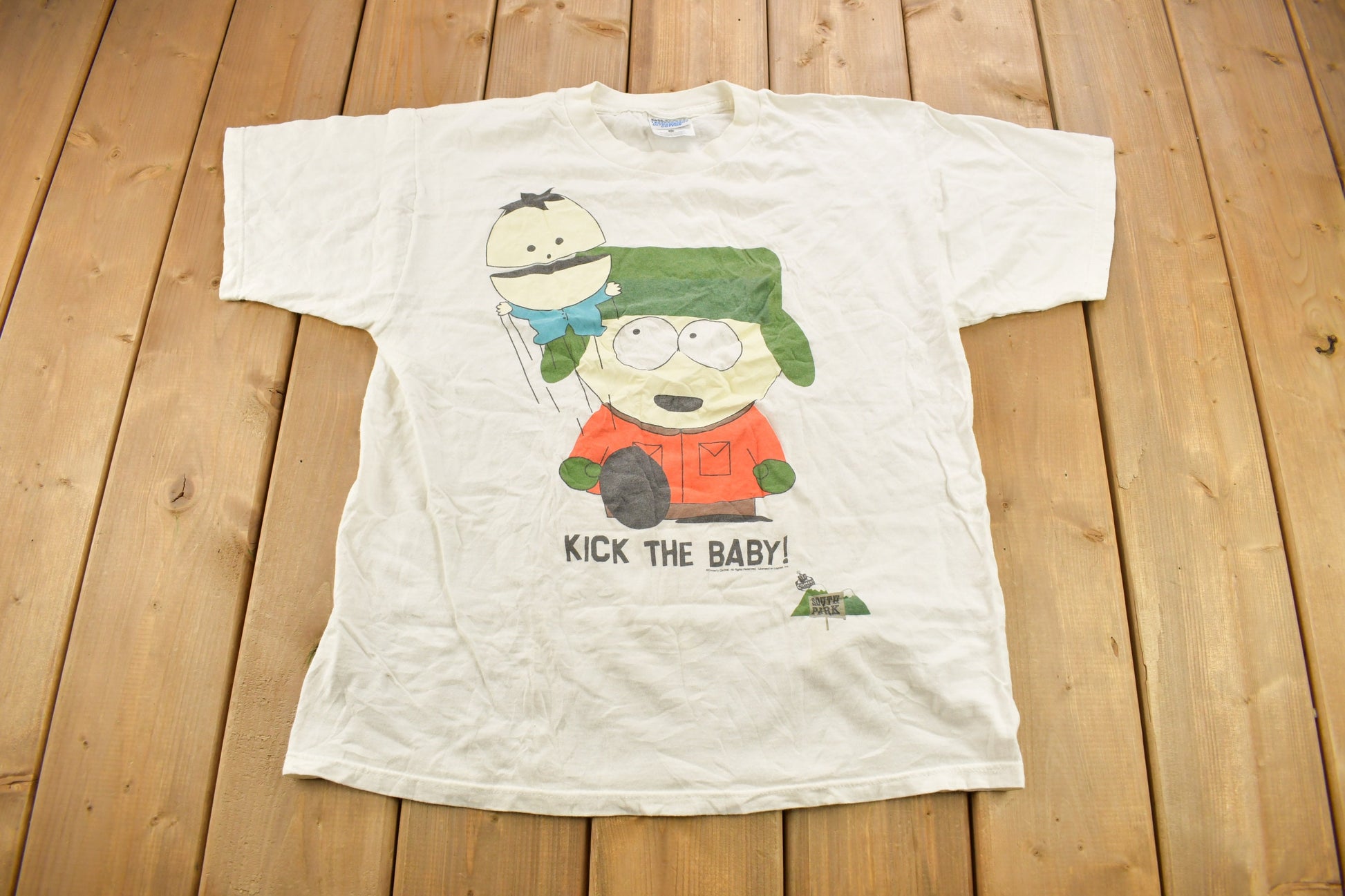 Vintage Y2K South Park Kick The Baby Graphic T-Shirt