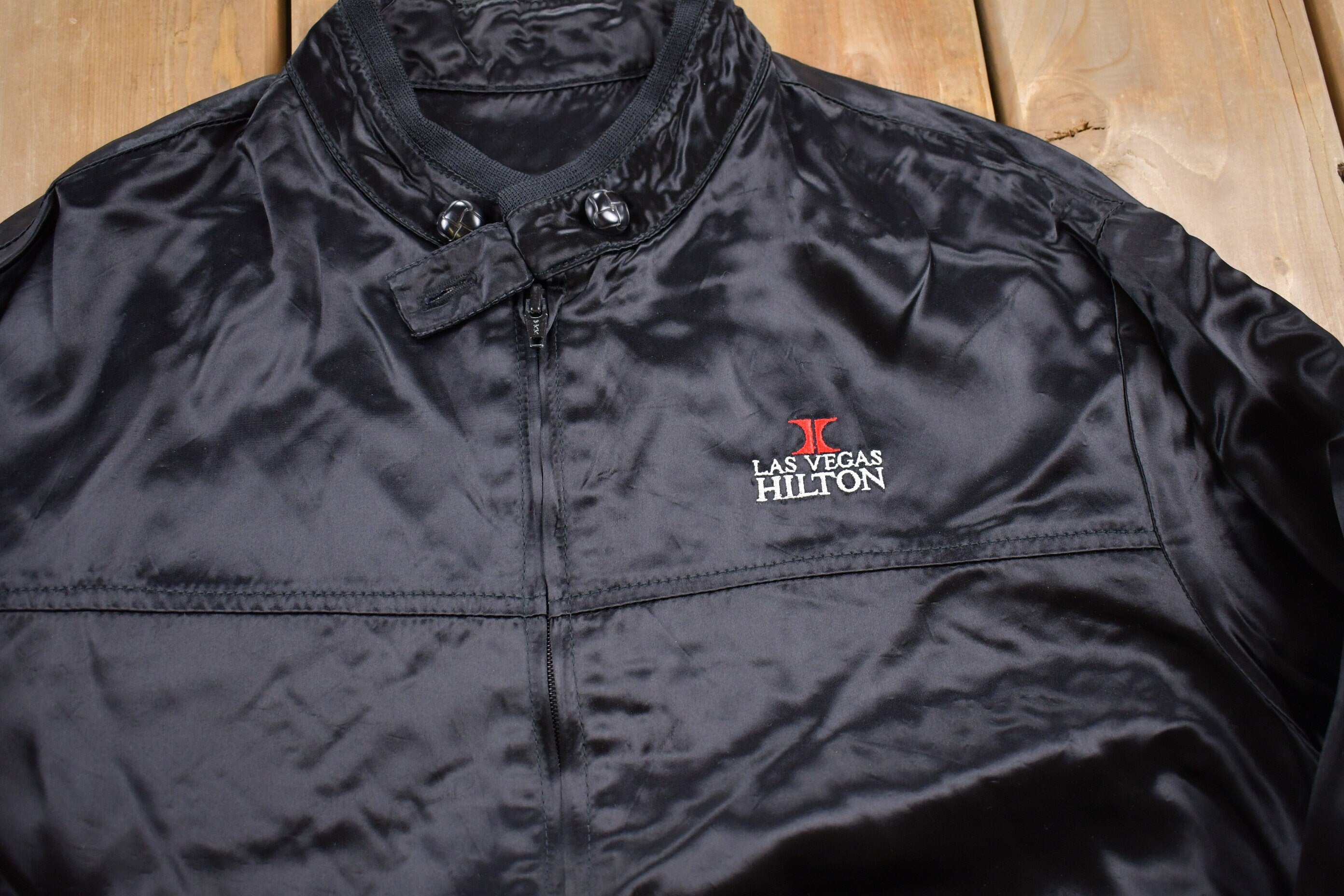 Vintage 1990s Las Vegas Hilton Satin Jacket  Athleisure  Streetwear  Athletic Sportswear  Streetwear  Las Vegas