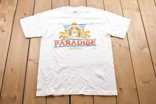 Vintage 1990s Bahamas Paradise Graphic T-Shirt /  80s / 90s / Streetwear Fashion / Made In USA / Vacation Tee / Travel & Tourism