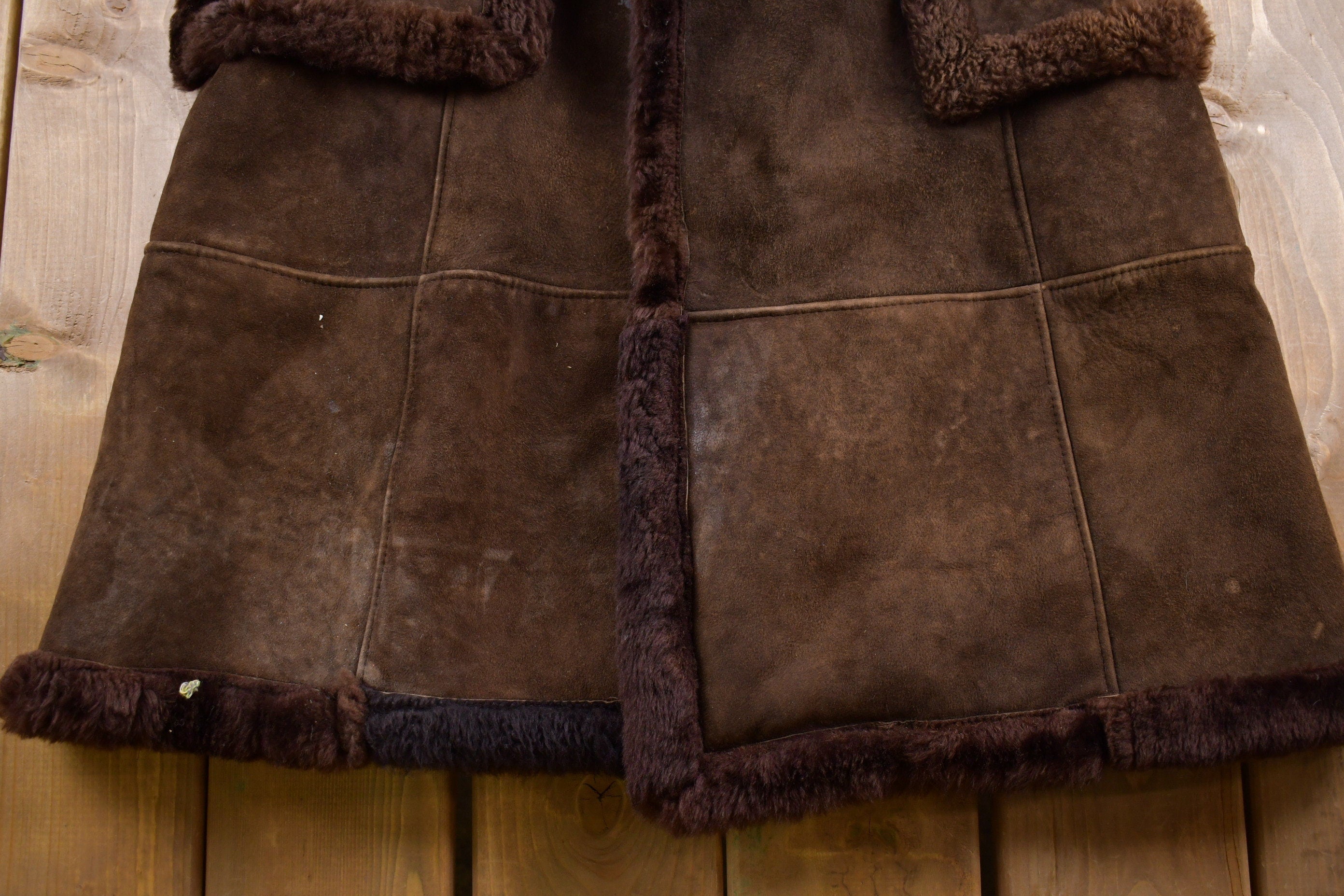 Vintage 1970s Brown Full Length Shearling Jacket