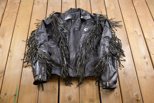 Vintage 1990s Unik Fringe Leather Jacket