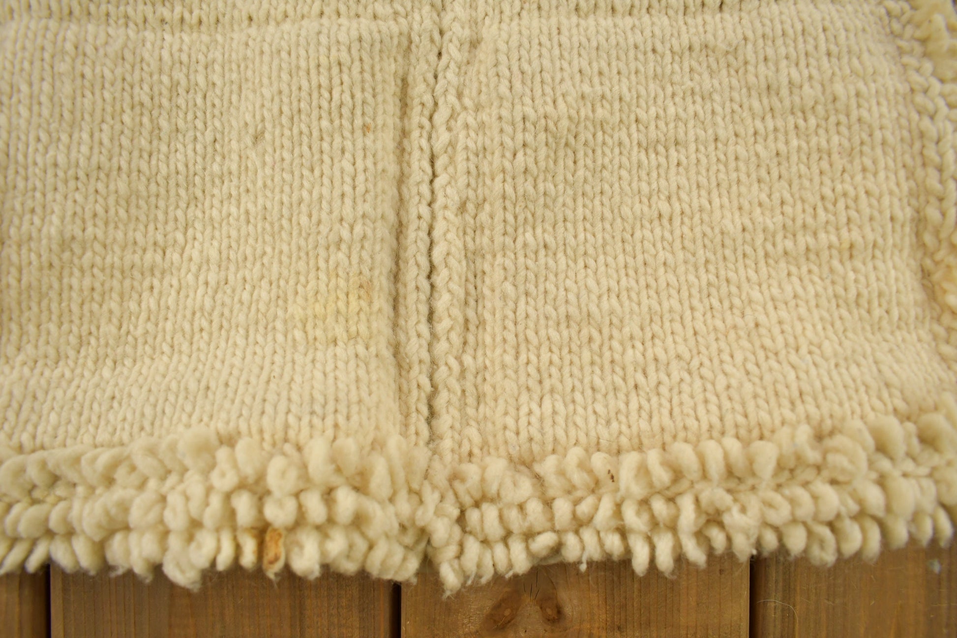 Vintage 1990s 100% Wool Hand Knit Zip Up Sweater