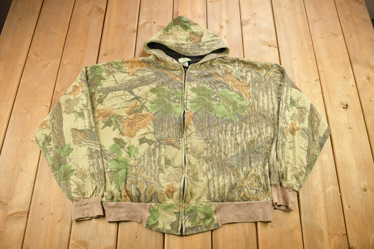 Vintage 1990s Ozark Trail Real Tree Camo Zip Up Hoodie / Outdoorsman / Vintage Sweater / Hunting Sweater / 3XL