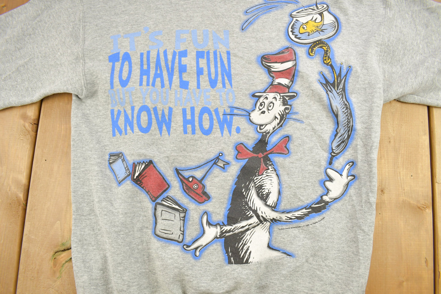 Vintage 1998 Dr Seuss The Cat In The Hat Crewneck Sweater / Vintage Sweatshirt / Vintage Cartoons / Made In USA / Its Fun To Have Fun