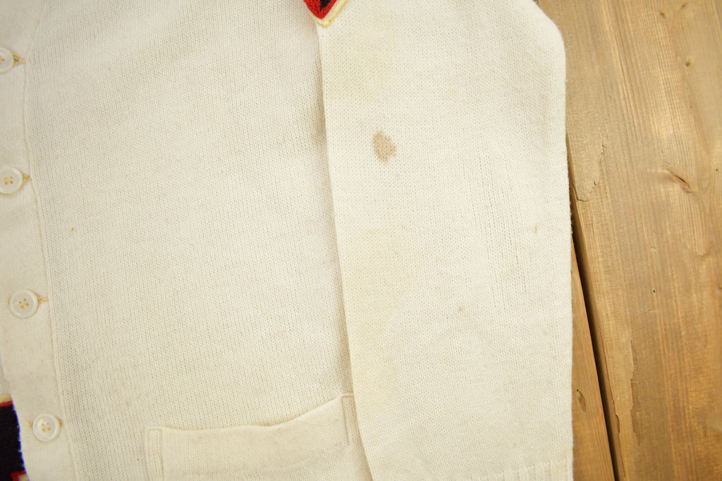 Vintage 1950s FDL Embroidered Collegiate Cardigan Sweater