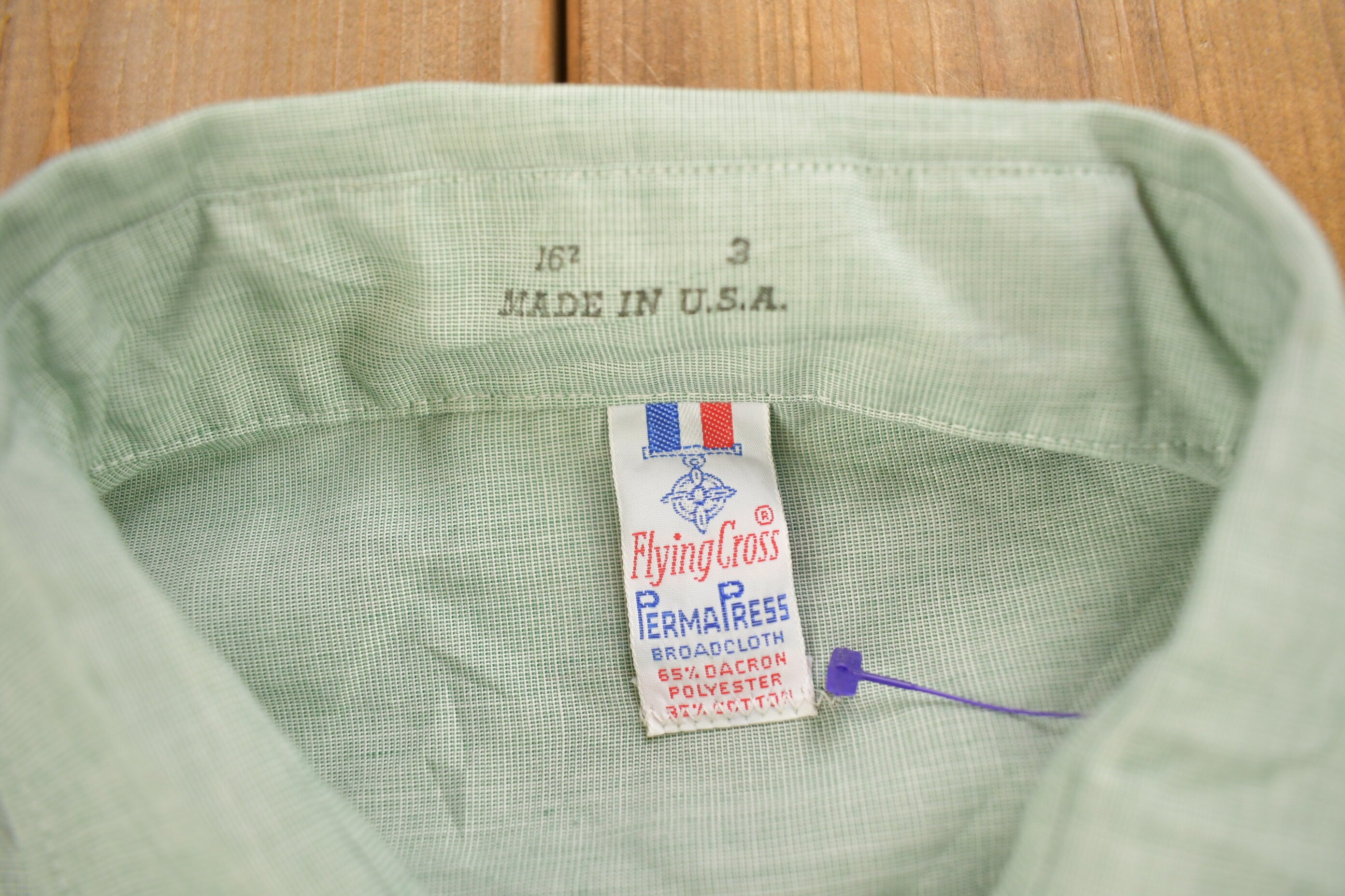 Vintage 1950s Flying Cross Perma Press Broadcloth Blank Button Up Shirt
