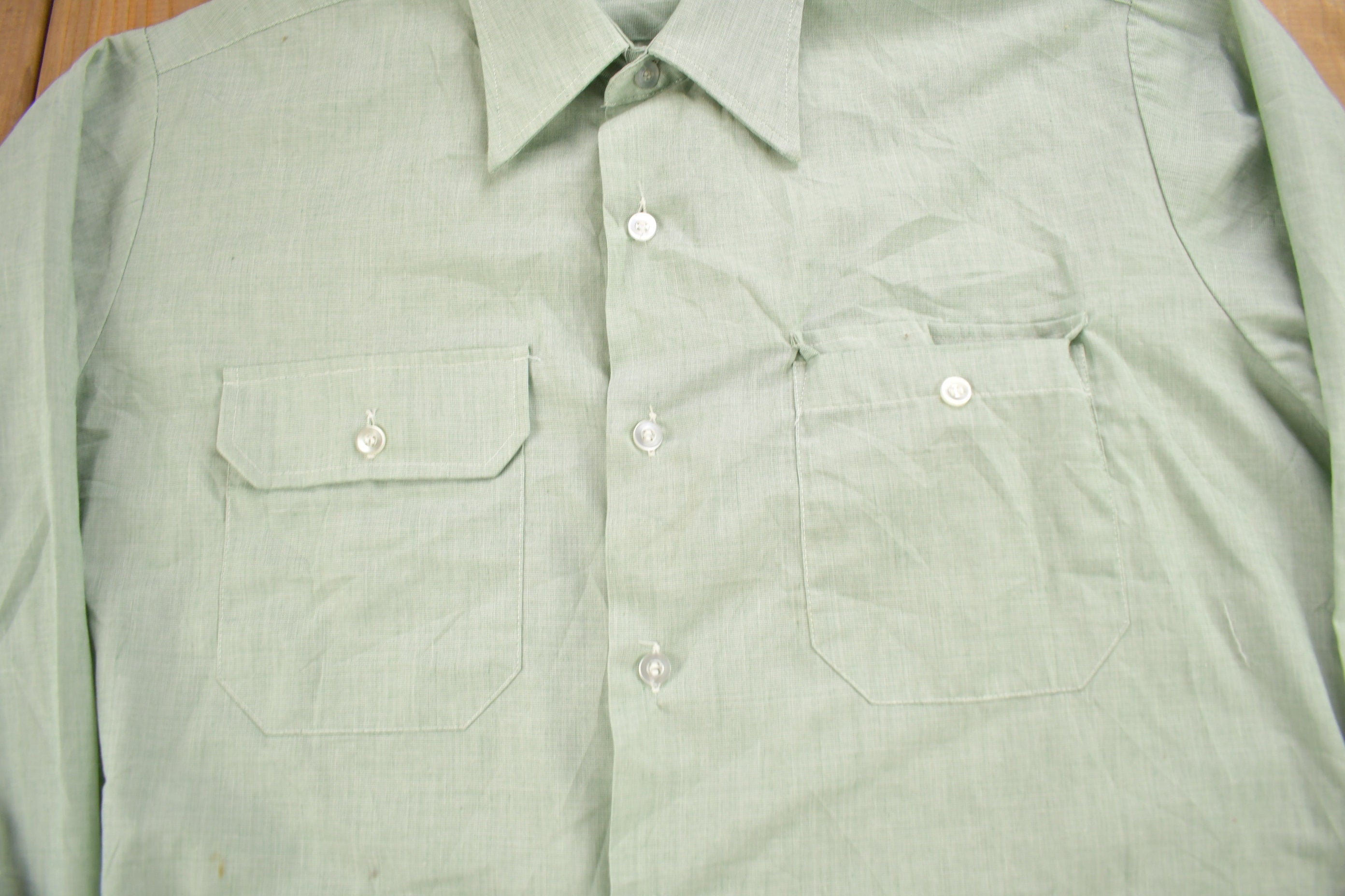 Vintage 1950s Flying Cross Perma Press Broadcloth Blank Button Up Shirt