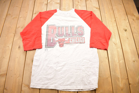 Vintage 1990s Chicago Bulls NBA Graphic Raglan T-Shirt / Made In USA / Bulls / NBA Basketball / 90s Streetwear / Salem Sportswear