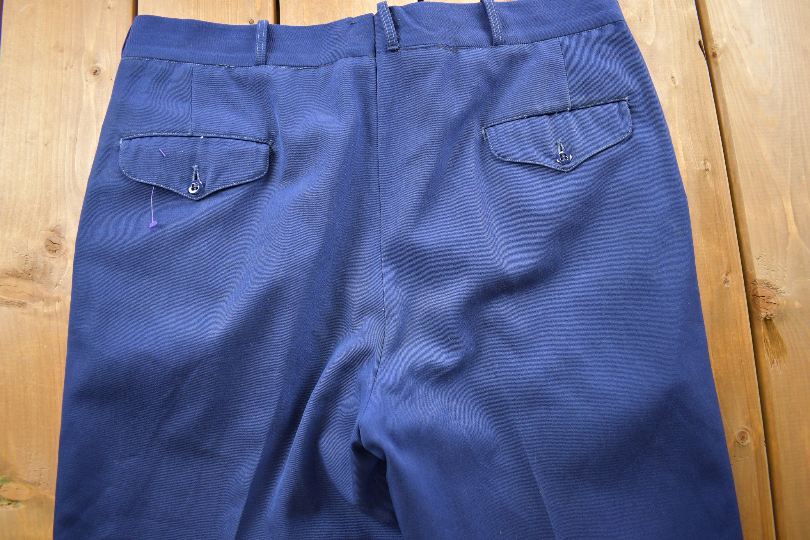 Vintage 1969 Man's Wool Gabardine Blue Type II Class 7 Military Pants Size 38 x 22