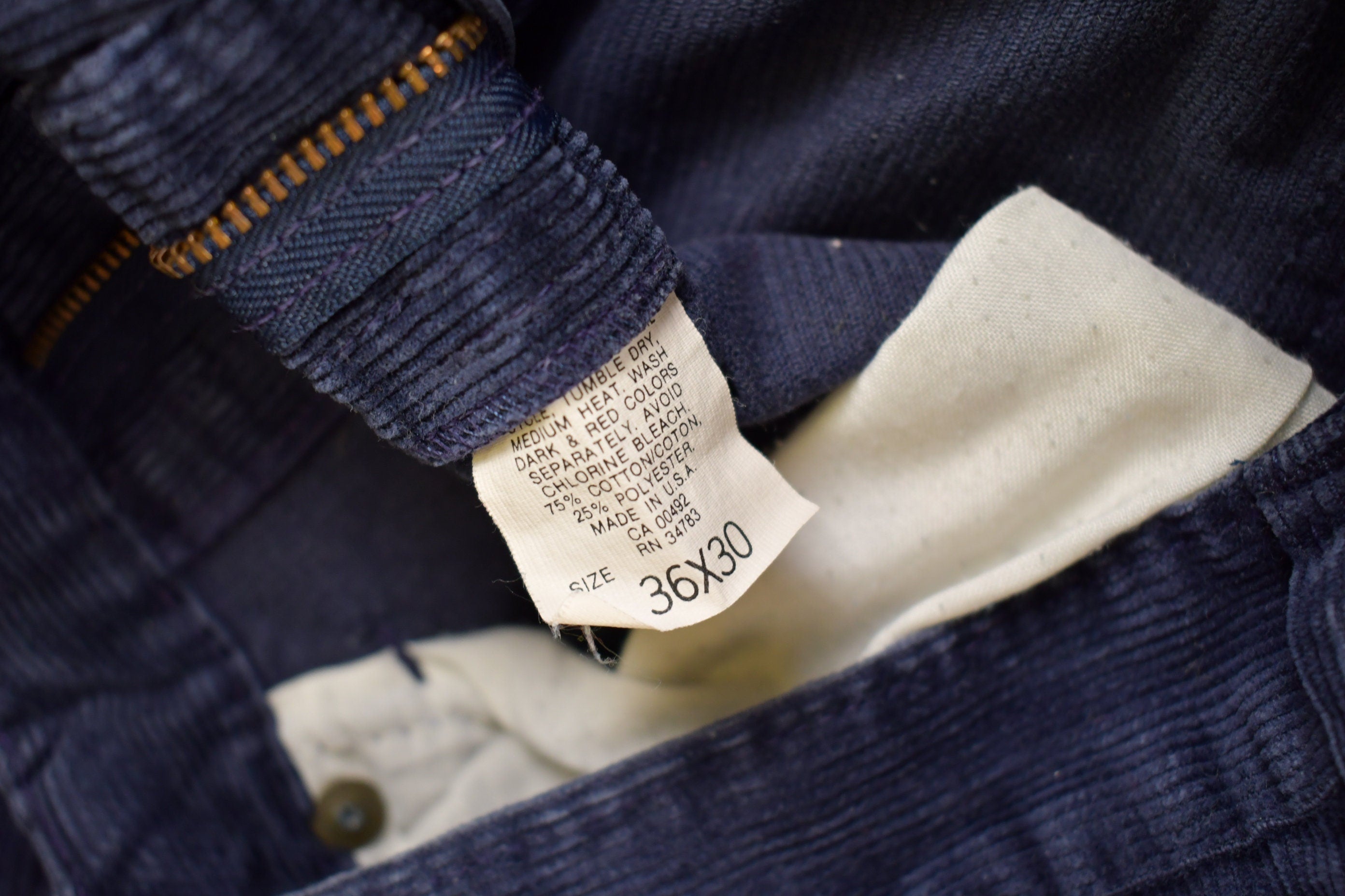 Vintage 1970s Lee Blue Corduroy Trousers Size 34 x 28