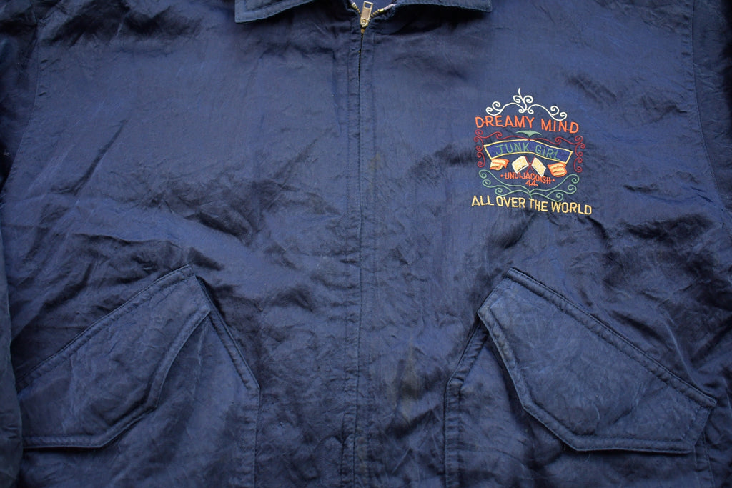 Vintage 1990s Junk Girl Flight Jacket  Flight Coat  Athletic Spring Summer Sportswear  Streetwear  Athleisure  Windbreaker
