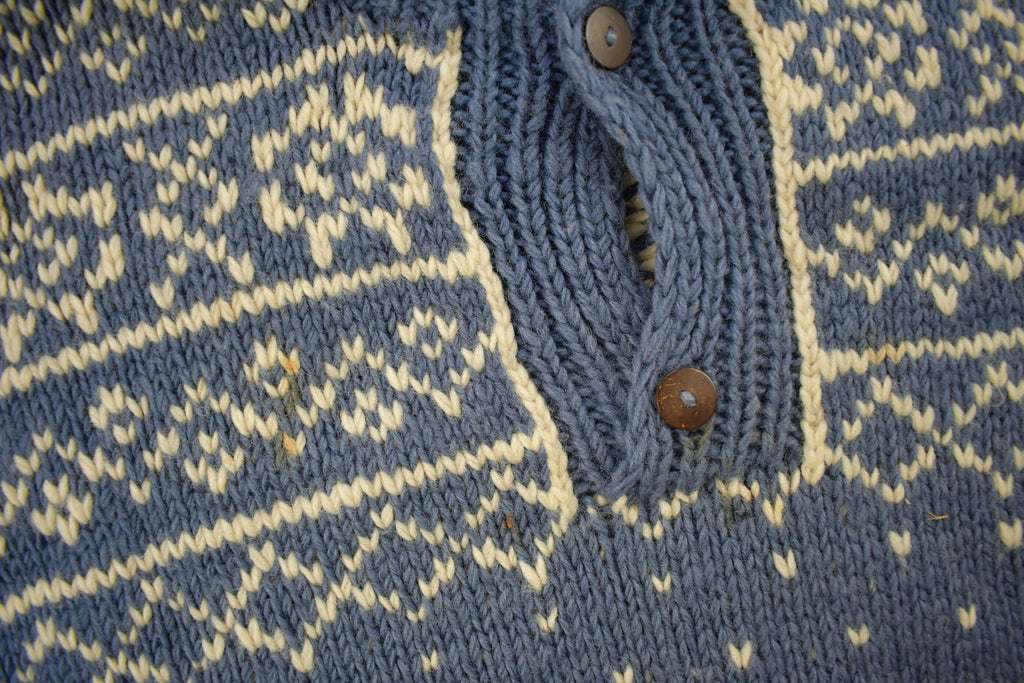 Vintage 1990s 100% Wool Henley Knit Sweater