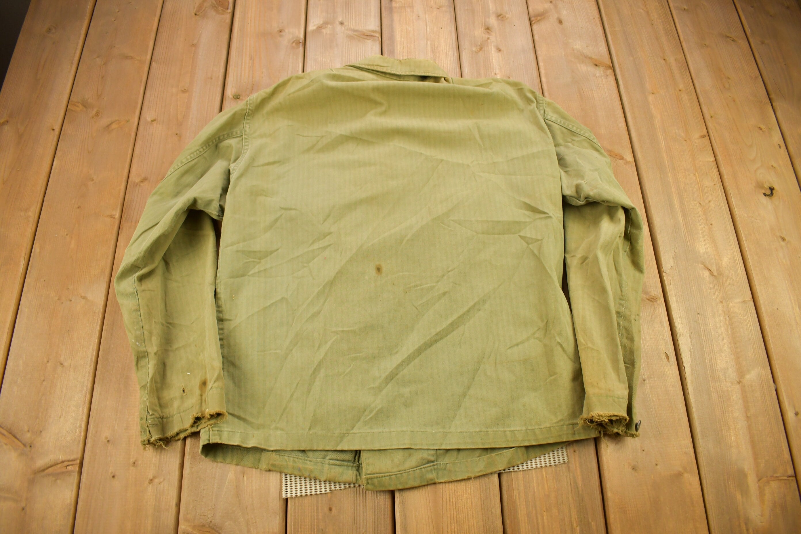 Vintage 1940s US Army Military Green Button Up Shirt