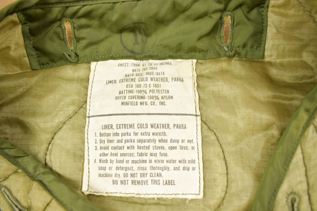 Vintage 1973 U.S. M65 Military Jacket Liner