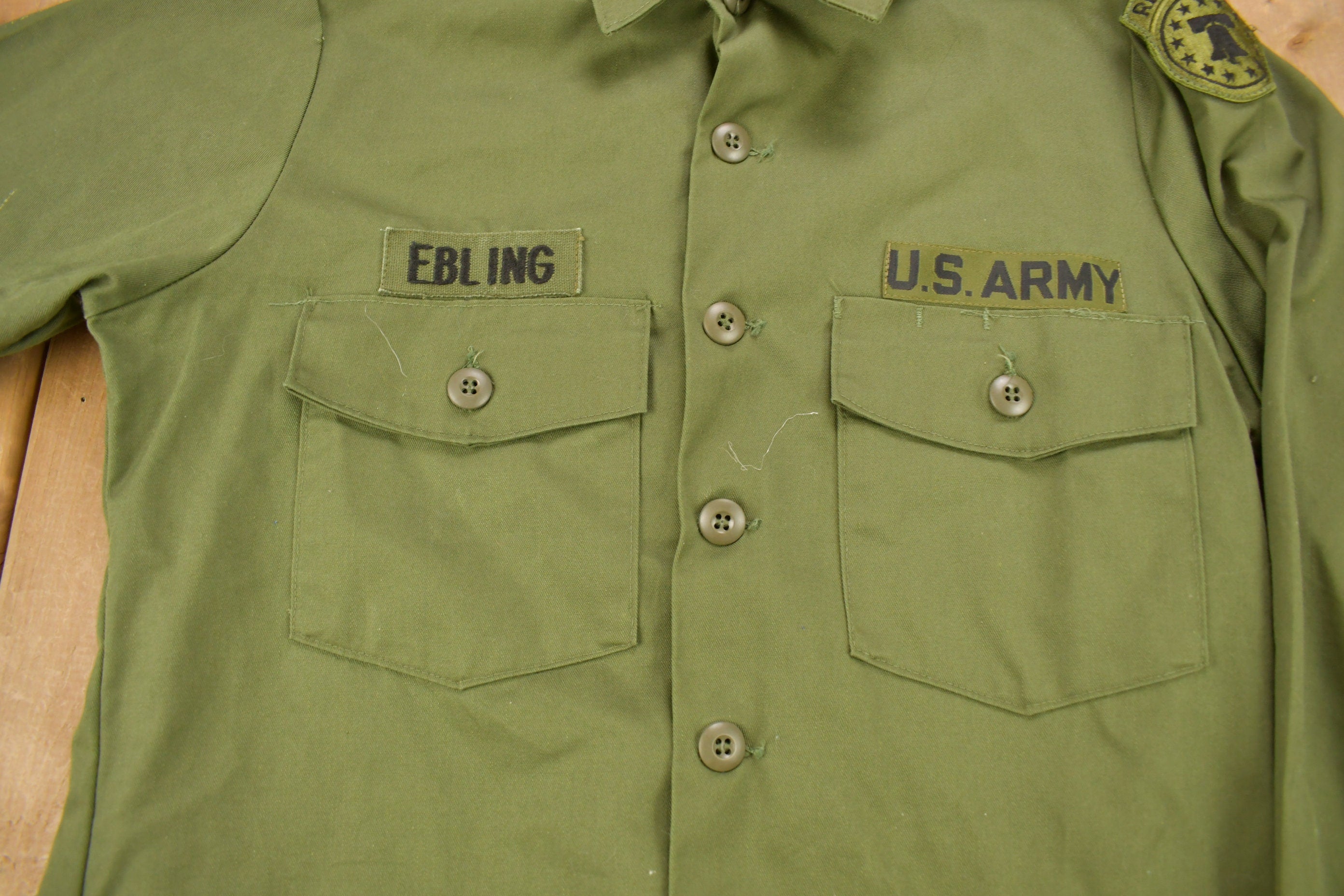 Vintage 1960s US Army Military "Ebling" Button Up Shirt
