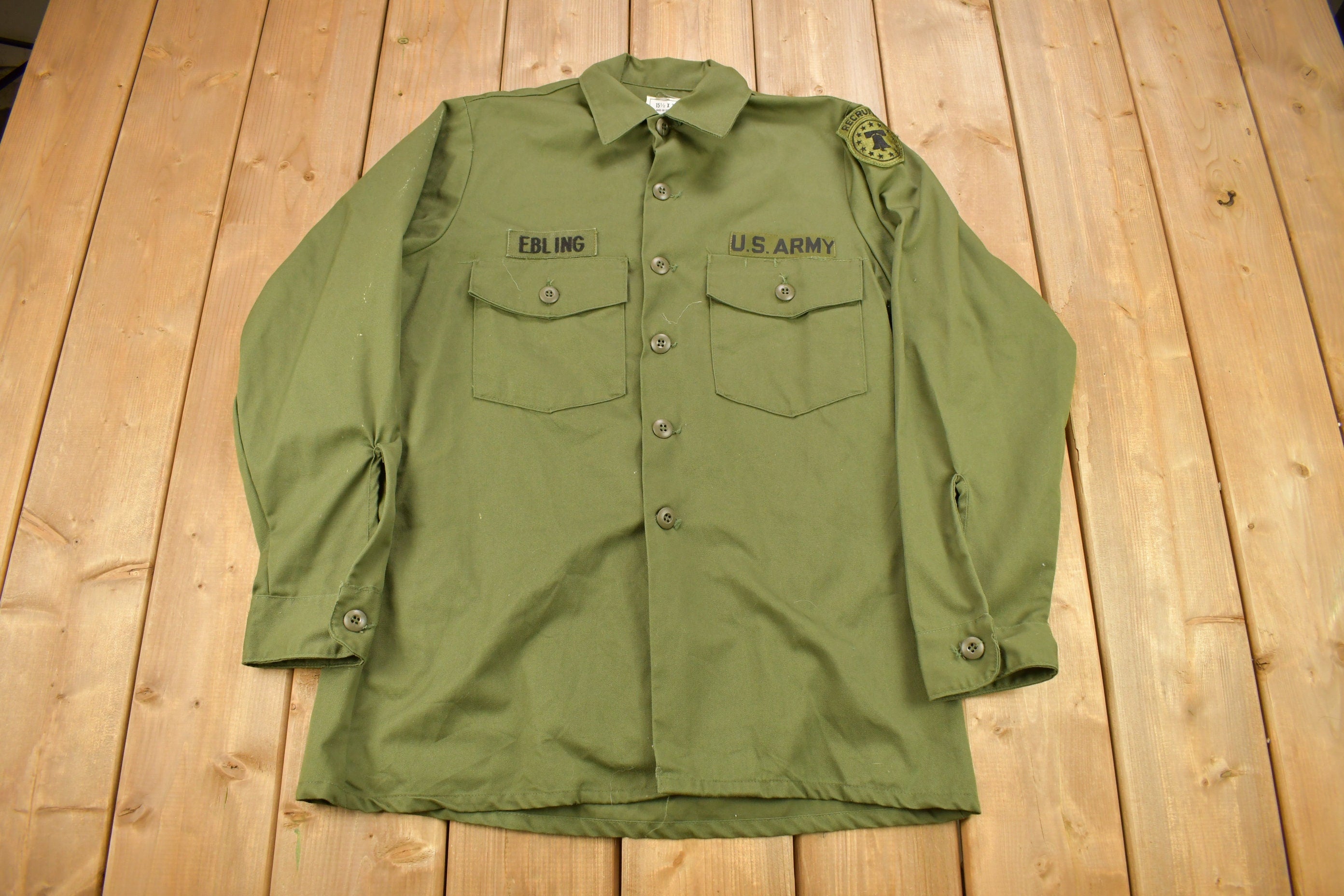 Vintage 1960s US Army Military "Ebling" Button Up Shirt