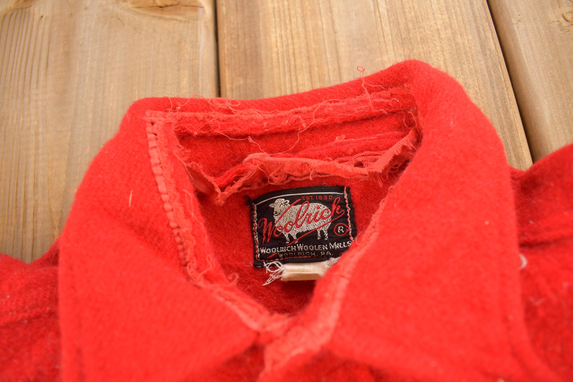 Vintage 1950s Woolrich Red Wool Button Up Shirt