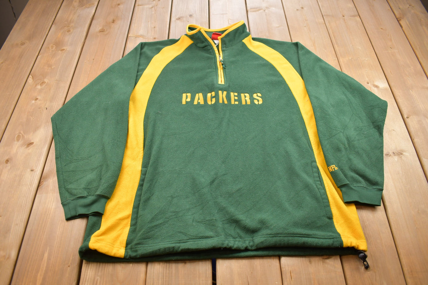 Vintage 1990s Green Bay Packers 1/4 Zip Fleece Sweater / Made in USA / Outdoorsman / 90s Sweater / Streetwear / Fleece Zip up