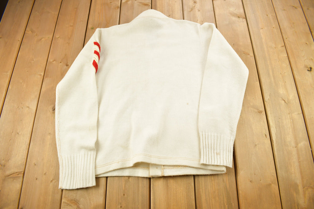 Vintage 1950s FDL Embroidered Collegiate Cardigan Sweater