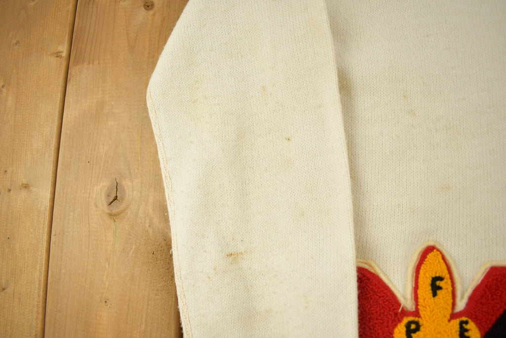 Vintage 1950s FDL Embroidered Collegiate Cardigan Sweater