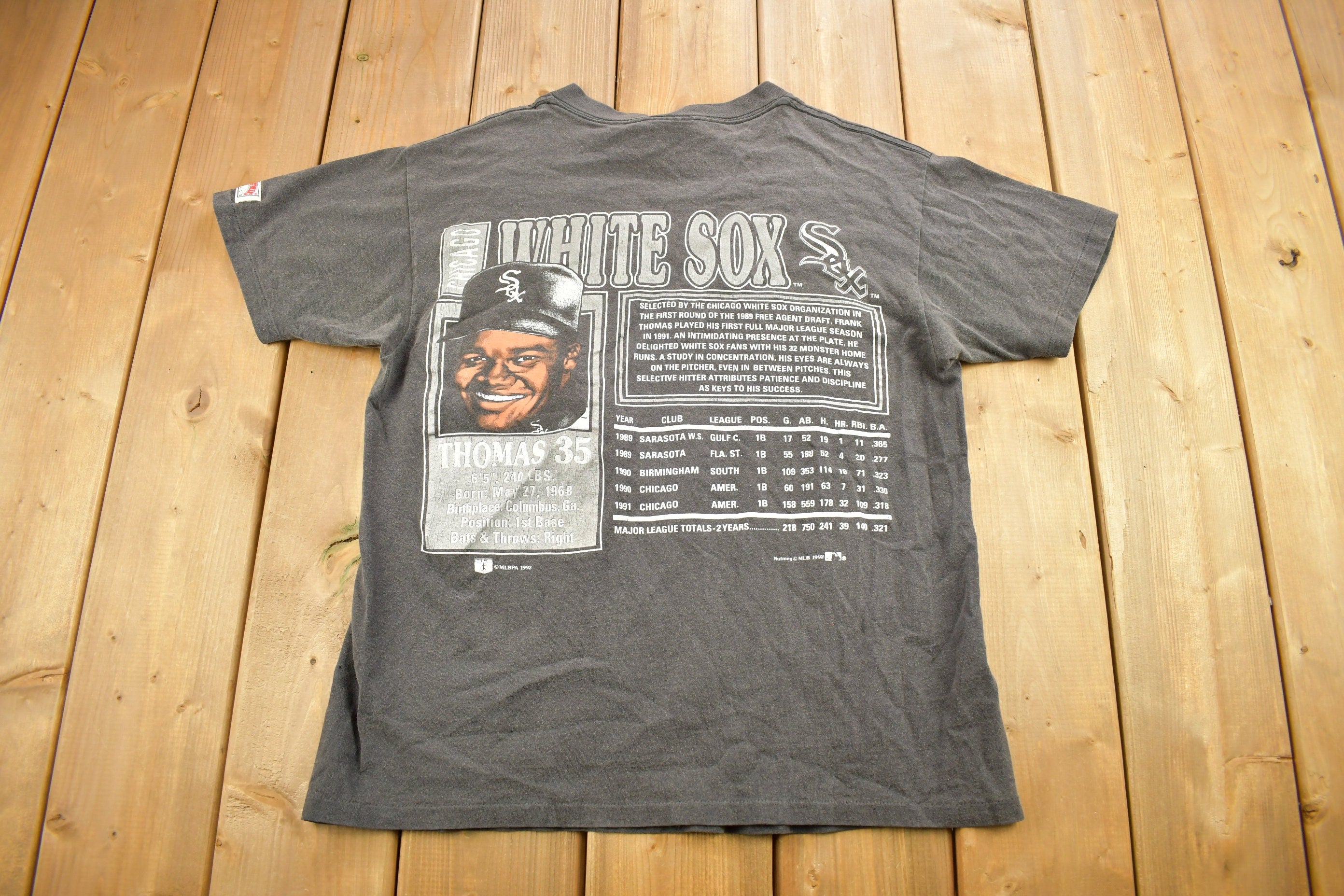 Vintage 1992 Frank Thomas Chicago White Sox MLB Nutmeg T-Shirt