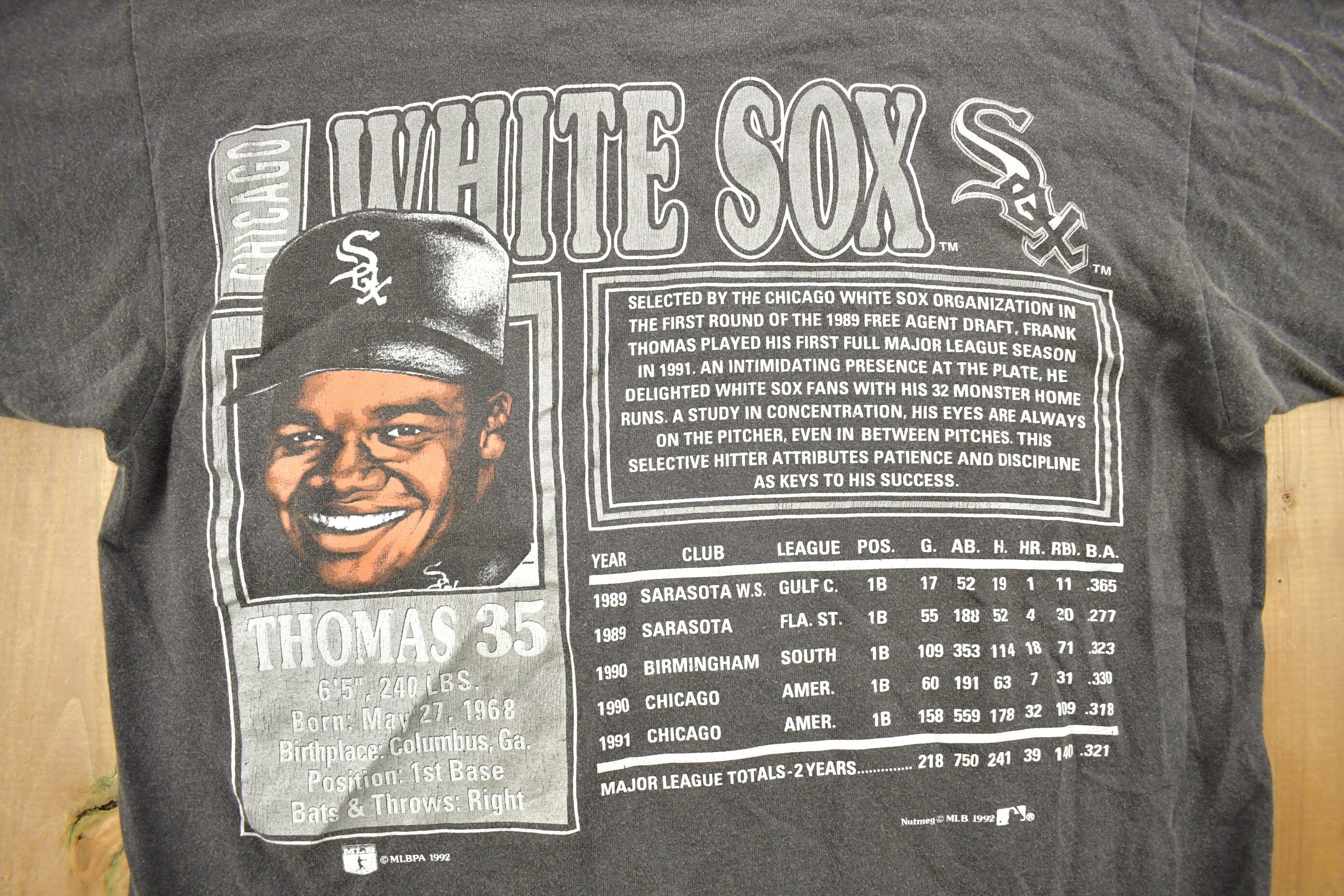 Vintage 1992 Frank Thomas Chicago White Sox MLB Nutmeg T-Shirt