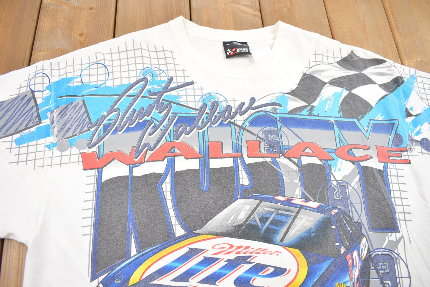 Vintage 1990s Rusty Wallace AOP Nascar Racing Graphic T Shirt / Chase Authentics / Streetwear / Rare Vintage / Single Stitch / Made In USA