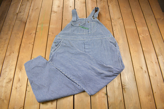 Vintage 1990s KEY Imperial Hickory Stripe Denim Overalls Size 48 x 30 / Vintage Overalls / Distressed Workwear / Vintage Workwear