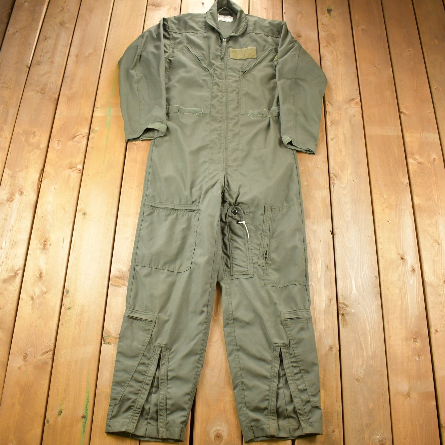 Vintage 1976 USAF Military Flyer Coverall Jumpsuit Size Large / Vintage Coveralls / Militaria / Distressed Coveralls / Sage Green / CWU-27P