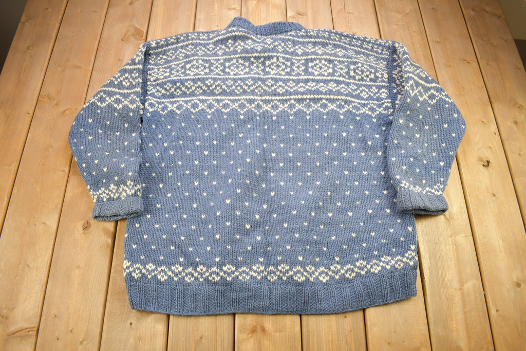 Vintage 1990s 100% Wool Henley Knit Sweater