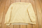 Vintage 1970s Crochet Knitted Open Shall Wool Cardigan Sweater