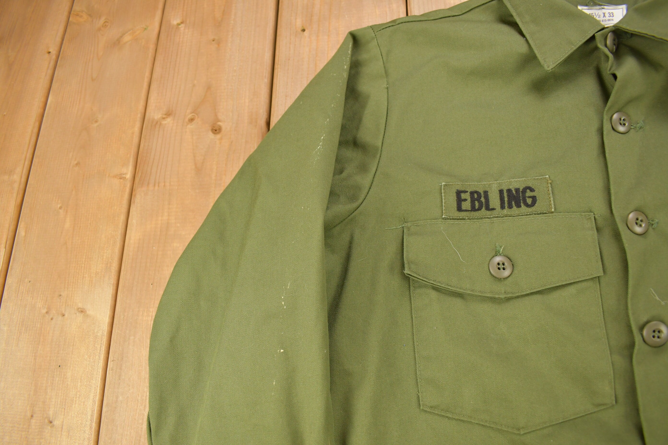 Vintage 1960s US Army Military "Ebling" Button Up Shirt
