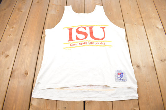 Vintage 1990s ISU Collegiate Graphic Tank Top Shirt / Vintage T Shirt / Streetwear / Rare Vintage / Single Stitch / Made In USA