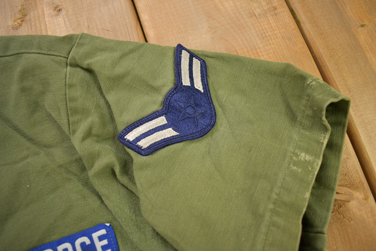 Vintage 1976 OG-107 US Air Force Military Sateen Shirt / US Army Green / Patchwork / U.S. Army Top / Authentic Military Gear