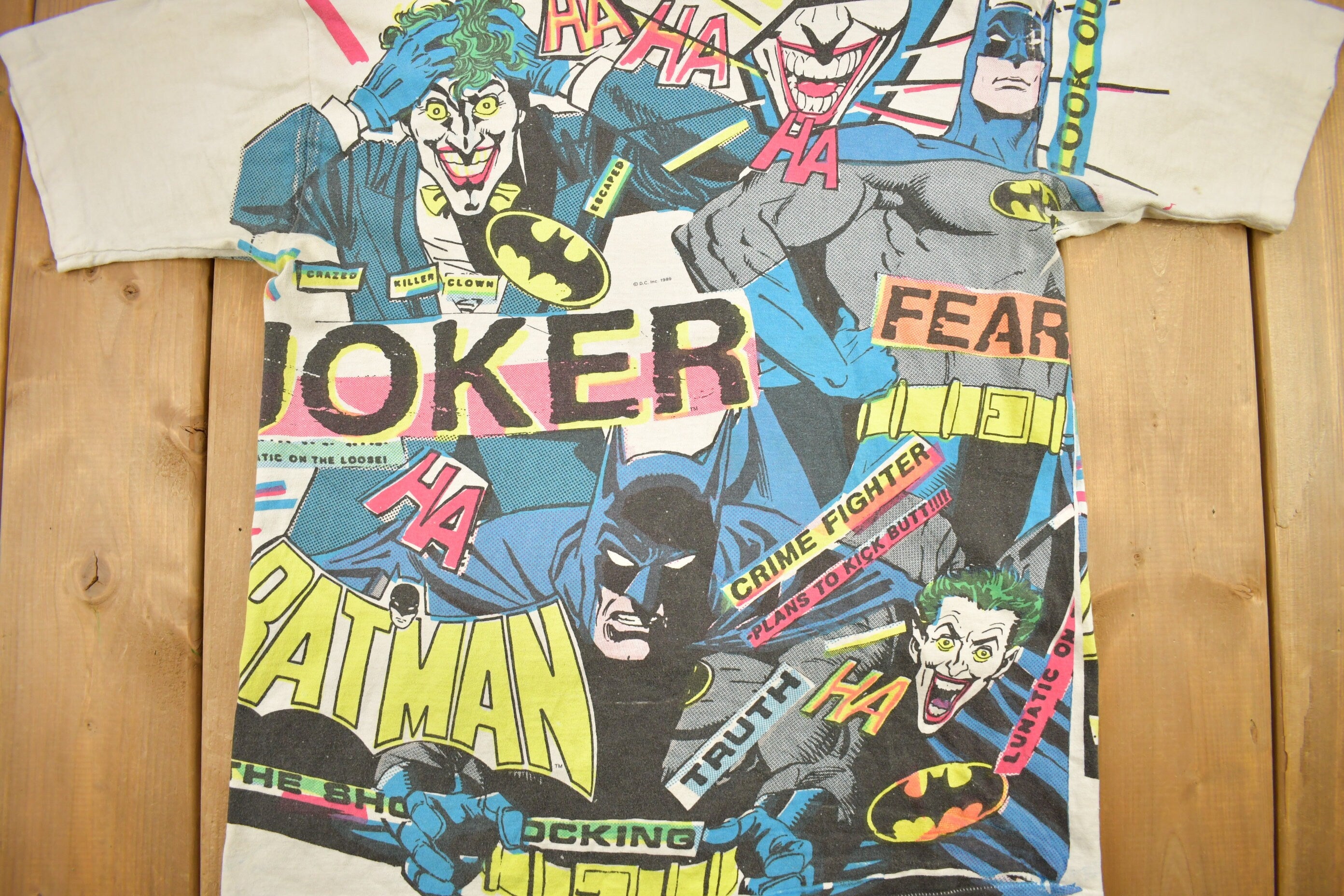 Vintage 1989 Batman & Joker DC Comics All Over Print T-Shirt