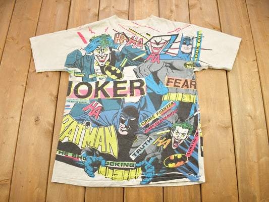 Vintage 1989 Batman & Joker DC Comics All Over Print T-Shirt / Made In USA / 80s Batman / Streetwear / Single Stitch / DC Comics