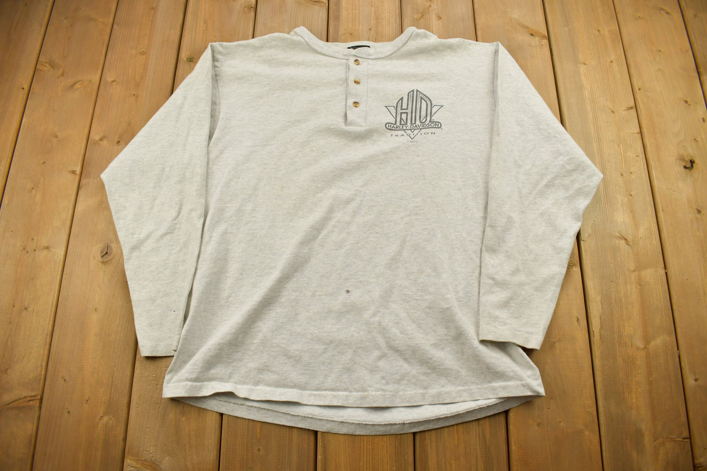 Vintage 1990s Harley Davidson Motorcycles "House Of Harley" Long Sleeve Henley T-Shirt