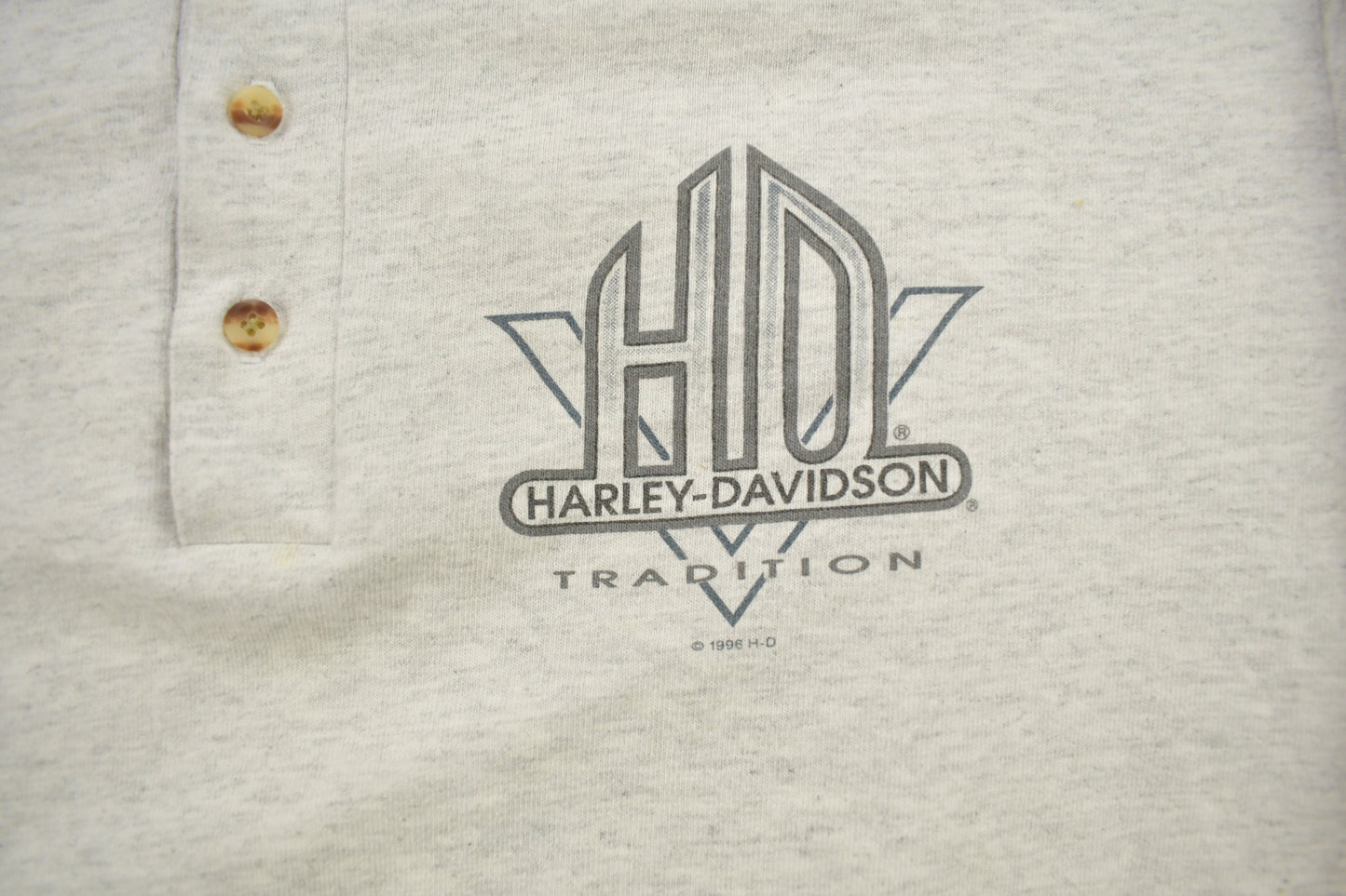 Vintage 1990s Harley Davidson Motorcycles "House Of Harley" Long Sleeve Henley T-Shirt