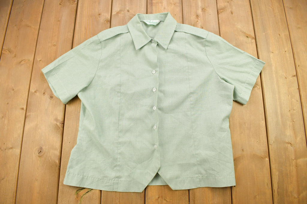 Vintage 1970s Cali Fashions Green Button Up Shirt