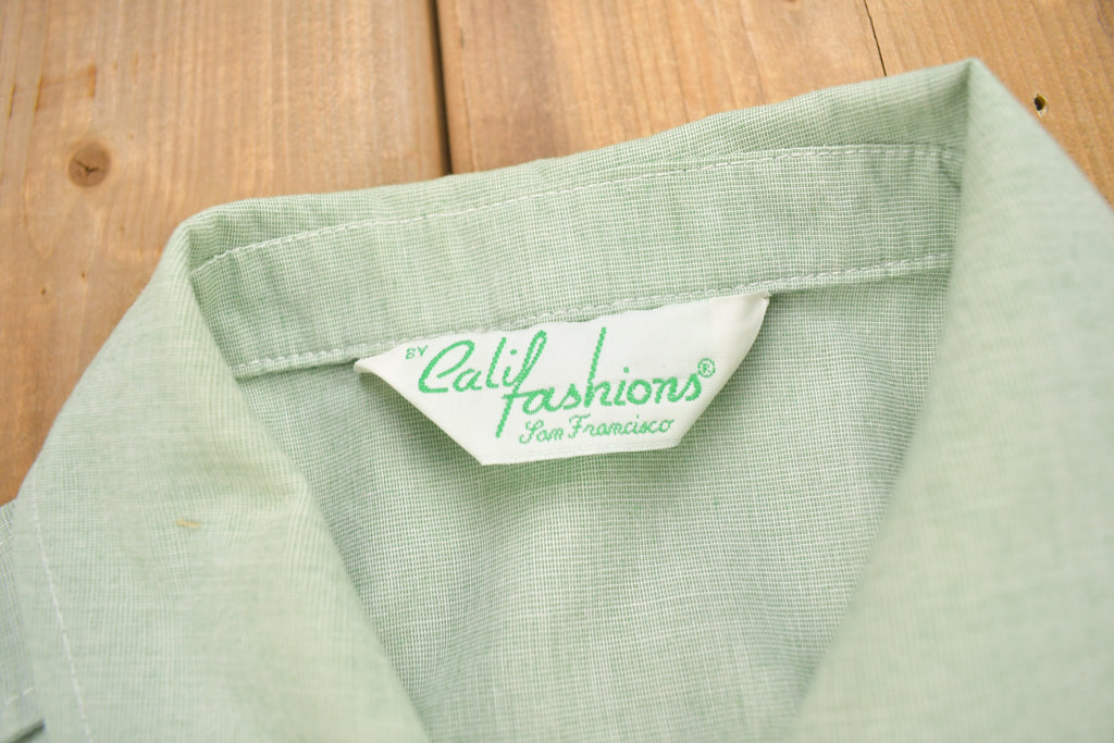 Vintage 1970s Cali Fashions Green Button Up Shirt