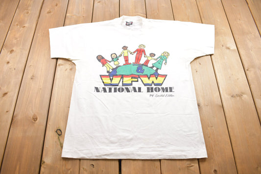 Vintage 1994 VFW National Home Graphic T Shirt / Vintage T Shirt / Stained / Streetwear / Rare Vintage / Single Stitch / Made In USA