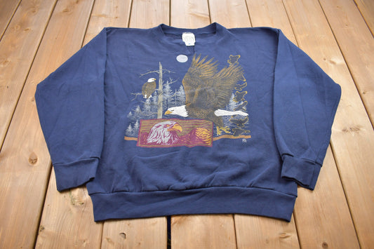 Vintage 1990s Cotton Grove Eagle Crewneck Sweatshirt / Neck Rip / 90s Crewneck / Made In USA / Essential / Streetwear / 90s