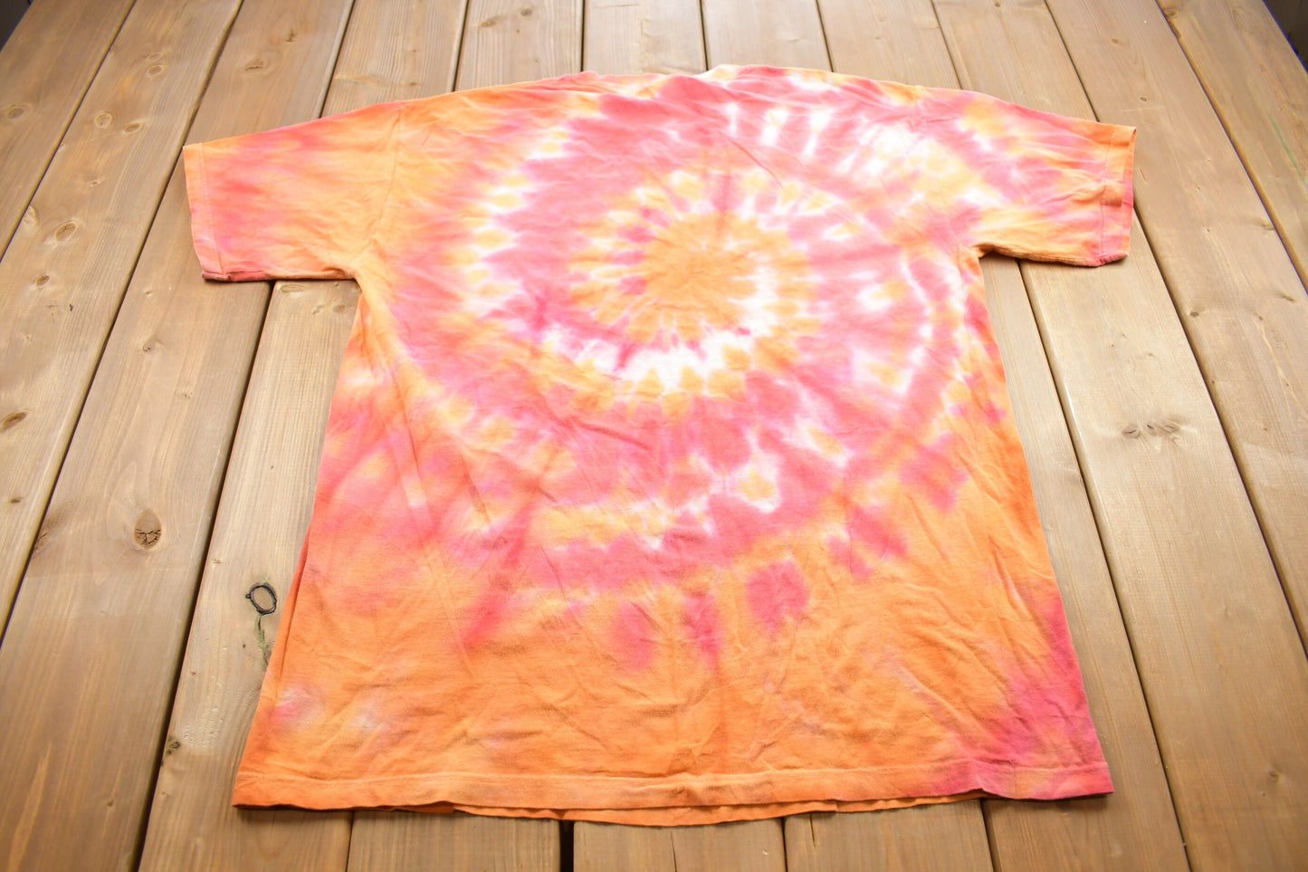 Vintage 1990s Optima Orange & Red Tie Dye Graphic T Shirt / Vintage T Shirt / Streetwear / Rare Vintage / Single Stitch / Made In USA